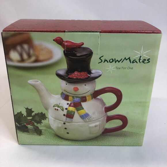 Oneida SnowMates Tea for One Hand Painted Teapot & Cup New Open Box - Picture 1 of 14